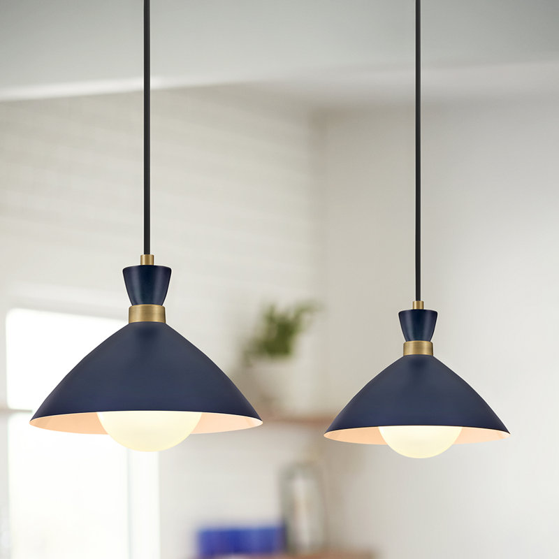 Kita 1 - Light Heritage Brass Pendant, Matte Navy