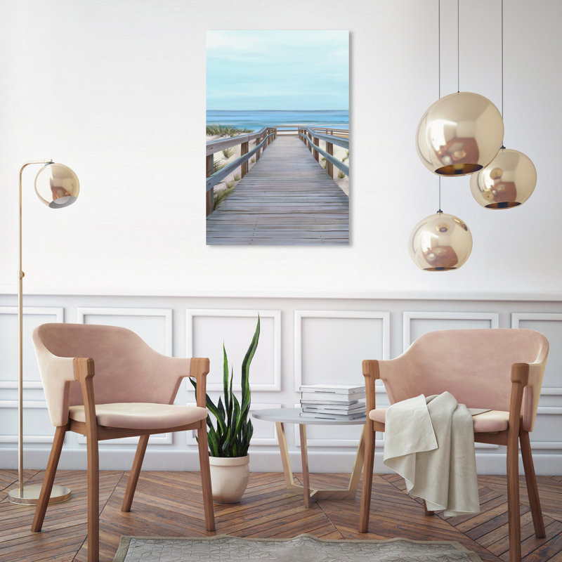 " Nautical And Coastal Beach With A View, Coastal Brown ", 30" H x 20" W , Wrapped Canvas