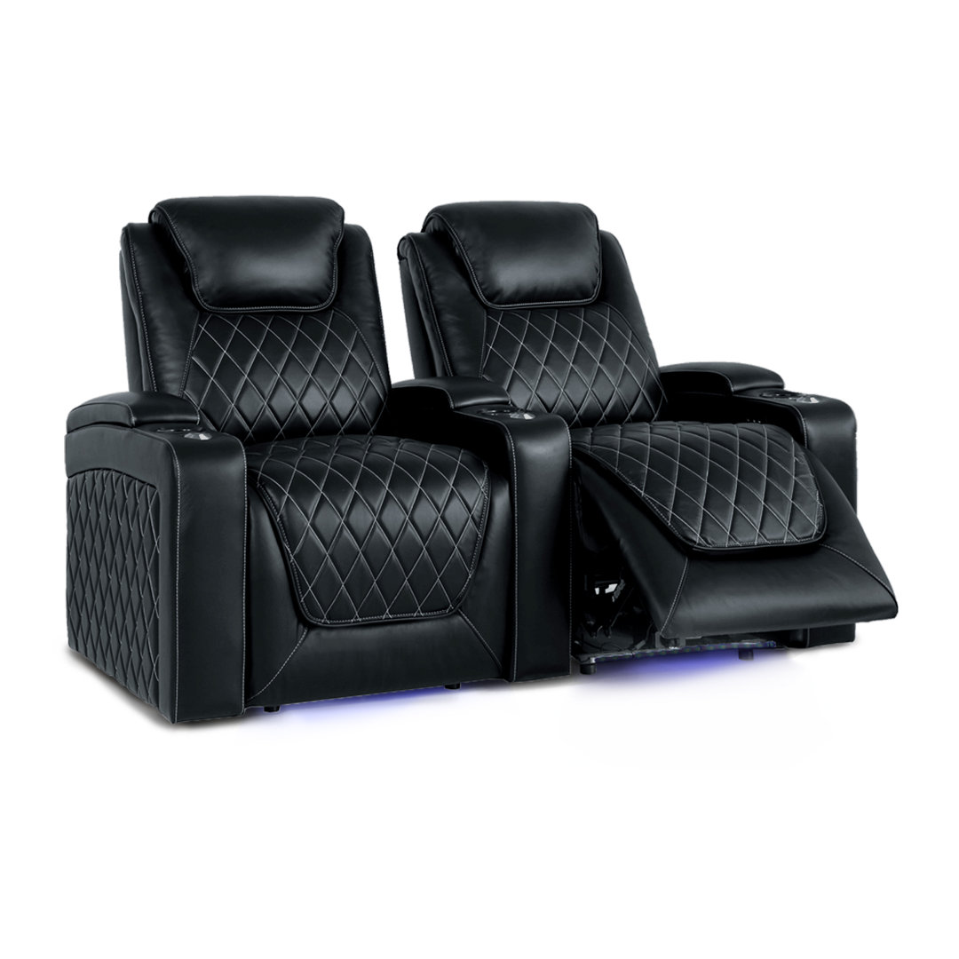 68.75" Wide Genuine Leather Power Reclining Home Theater Seating with Cup Holder Valencia Theater Seating 