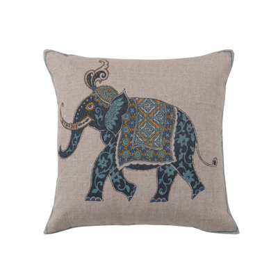 Chandra Elephant Indigo Teal Pillow