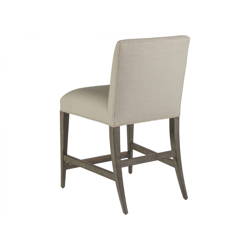 Grigio Upholstered Low Back Counter Stool with Metal Kickplate