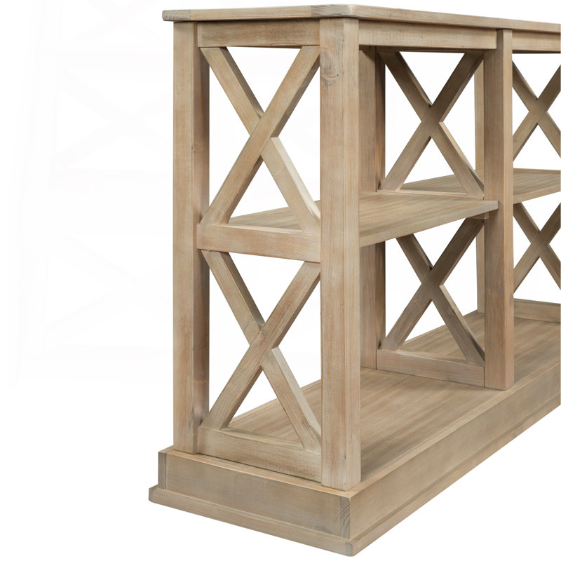 Console Trexm avec rangement ouvert et pieds en X, polyvalente pour divers espaces