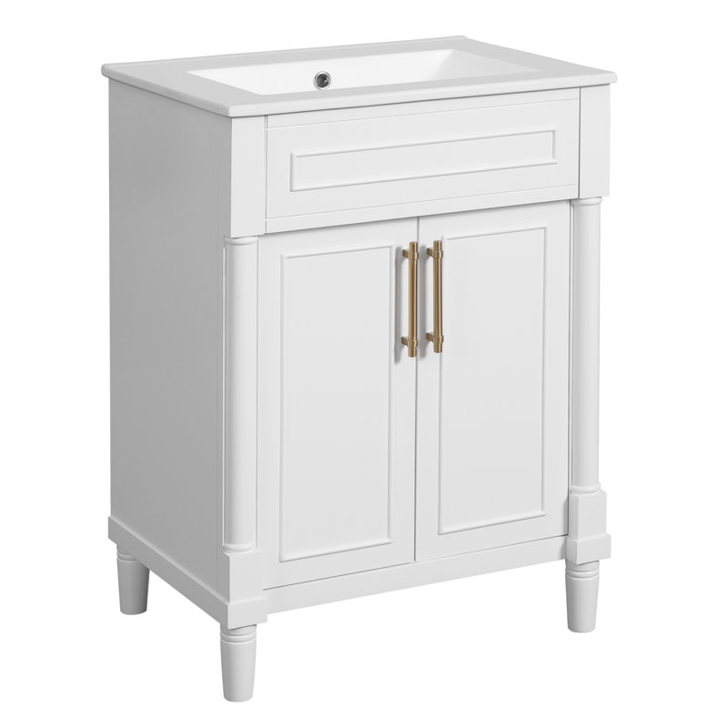 Meuble-lavabo simple 24 po avec comptoir en céramique 24 po, Blanc