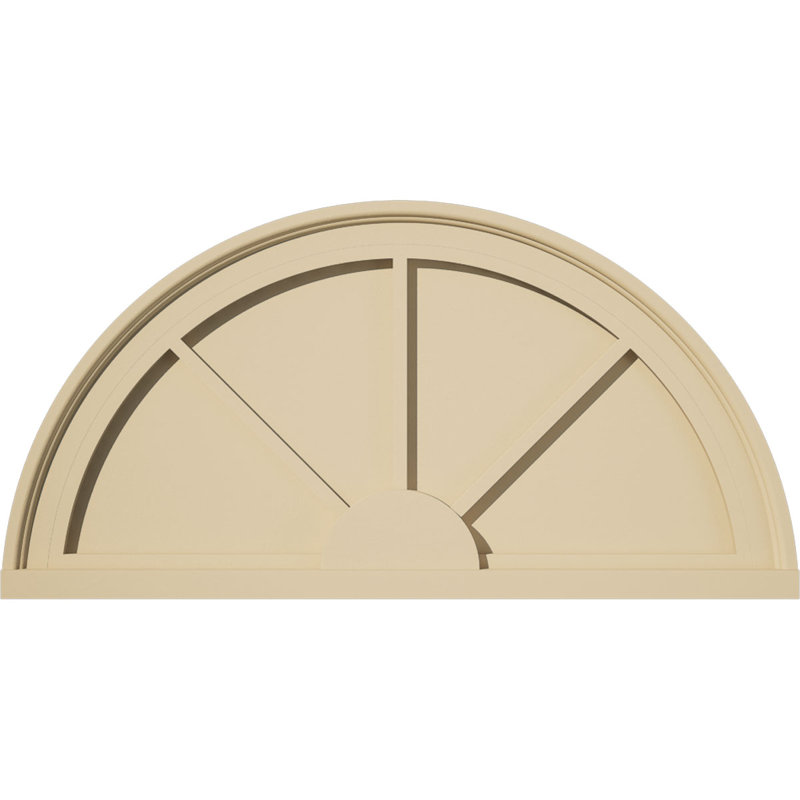 Demi-rond signature fronton en uréthane, brun clair apprêté, 28 po x 14 po x 2 po, Aucune, 3 rayons