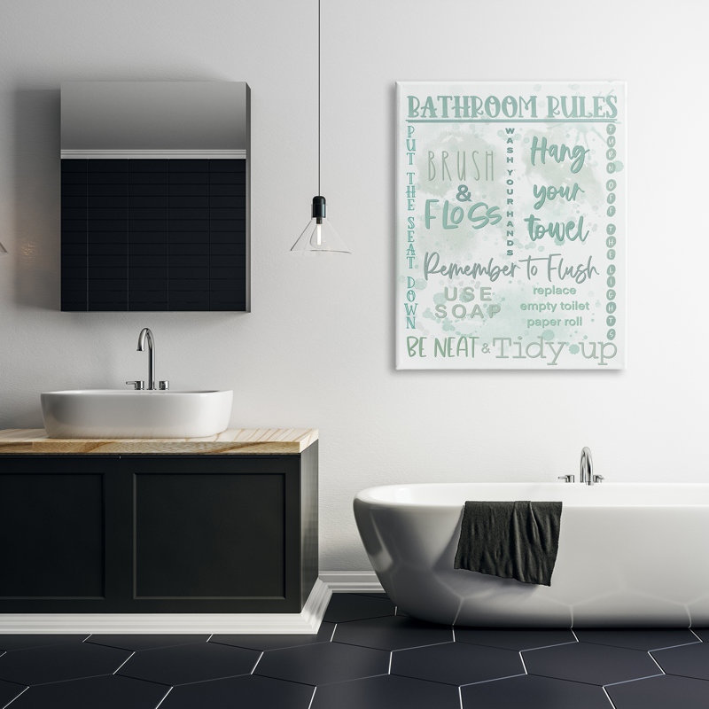 «Green Bathroom Rules» par Matthew Piotrowicz, H 48 po x l 36 po x P 1,5 po