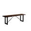 Banc de salle à manger industriel 1pc avec design deux tons, base en métal en U, finition noyer et noire, bordure naturelle en bois massif