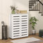 Armoire à chaussures mince avec 2 portes à lattes pour 15 paires de chaussures-102443243