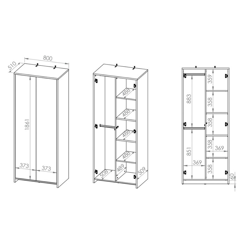 2 Door Wardrobe
