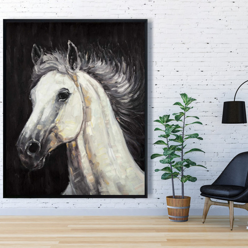 Cheval étoile blanche - toile encadrée 48 po x 60 po