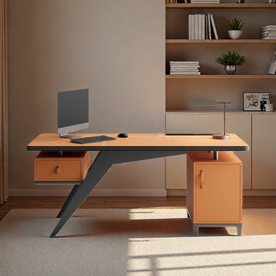 Saddle leather desk,simple study/computer office
