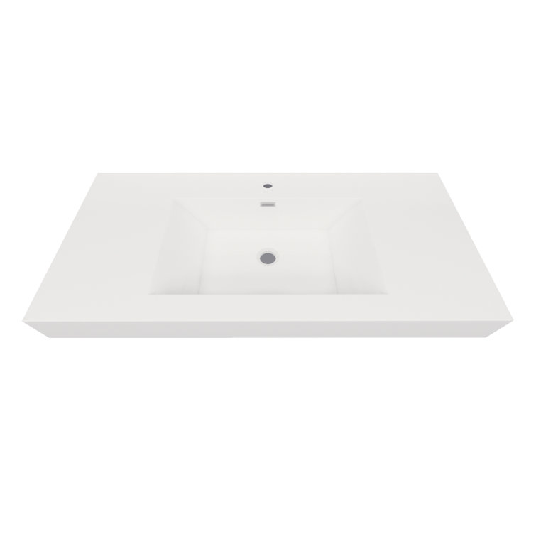 MEBO 42'' White Reinforced Acrylic Rectangular Bathroom Sink with Overflow