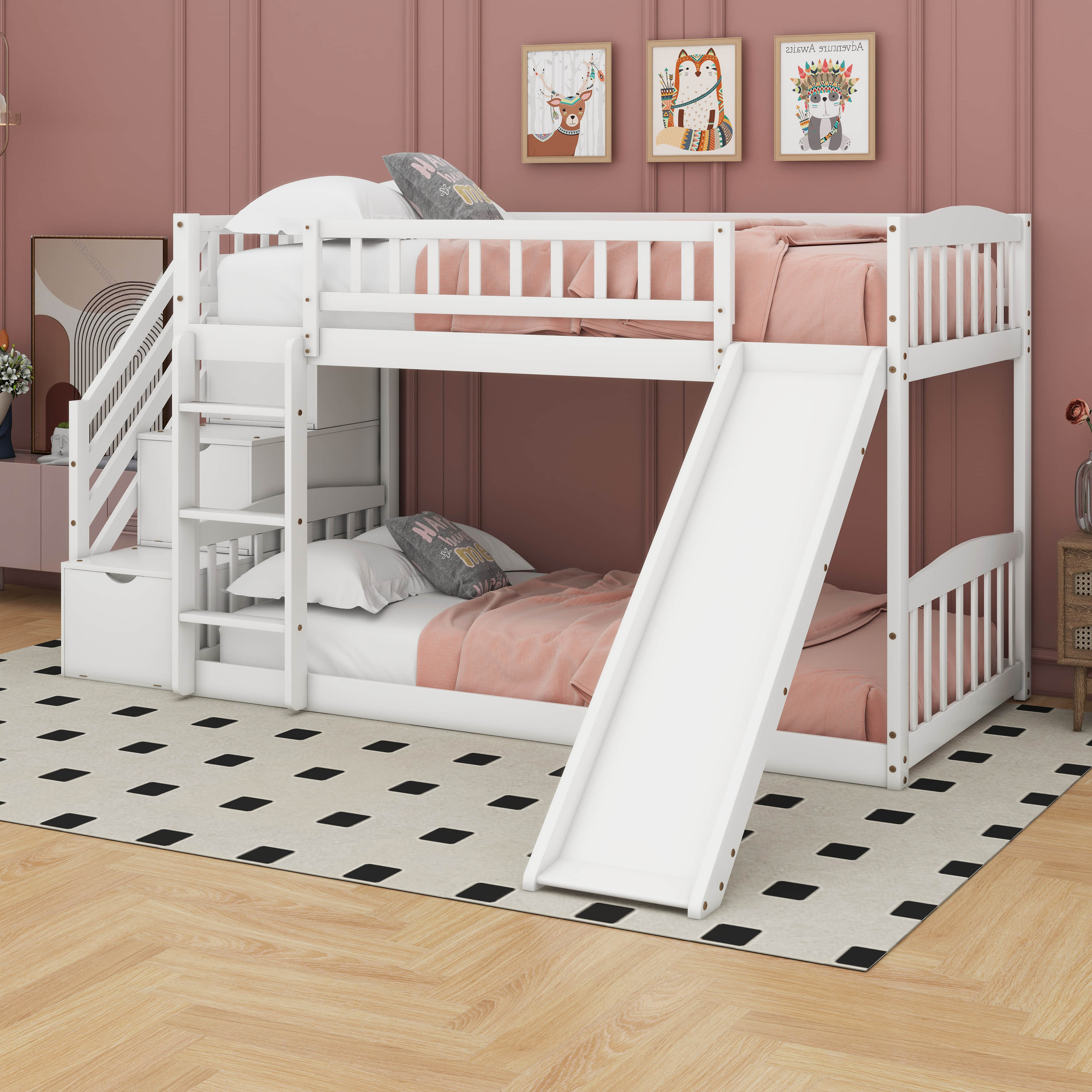 Harriet Bee Twin Over Twin Bunk Bed With Slide - Wayfair Canada