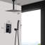 Douche de plafond noir mat - Pommeau de 25 cm et douchette à main pour salle de bain
