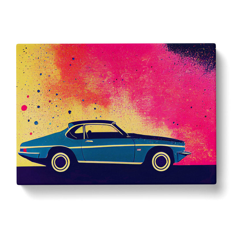 Retro Car Splash - Wrapped Canvas Print, 35cm H x 50cm W x 3cm D