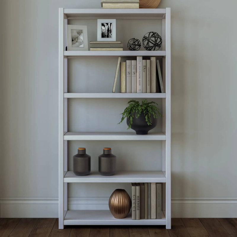 Greenport Bookcase, (6 Shelves) 71.25" H x 36" W x 14.25" D, Brushed White