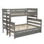 Lit superposé simple au-dessus d'un lit double en bois avec lit gigogne, structure en pin massif, rails de sécurité, conception peu encombrante-1724387061