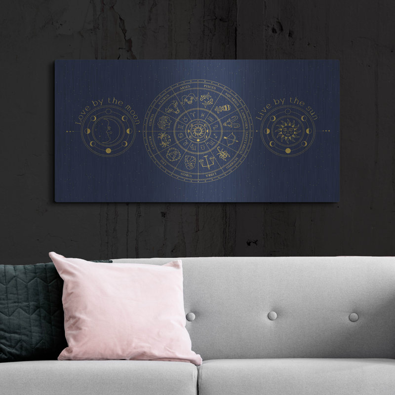«Celestial Gold G» par Jean Plout, art mural en métal, H 24 po x l 48 po