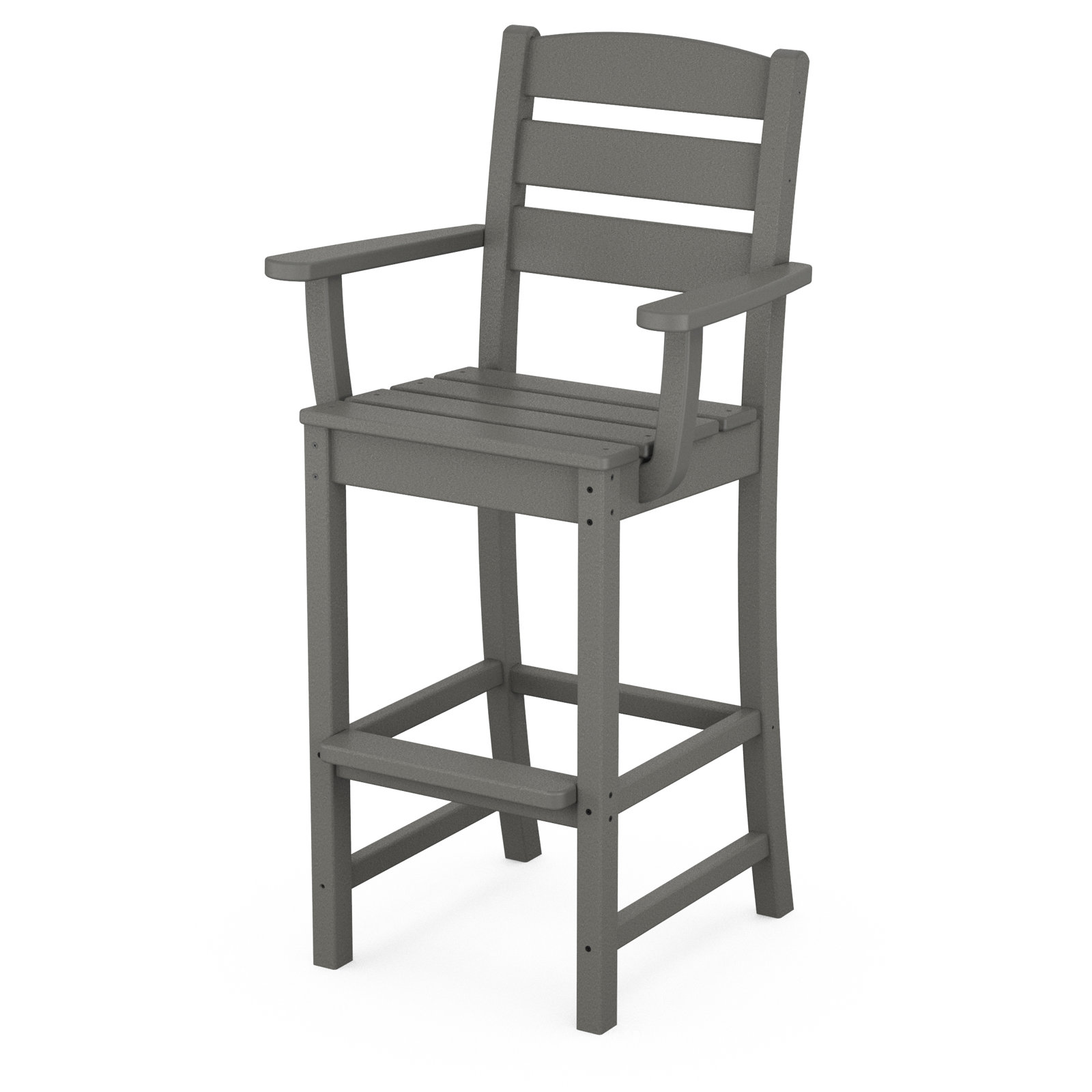 POLYWOOD® Lakeside Arm Patio Bar Stool, Slate Gray