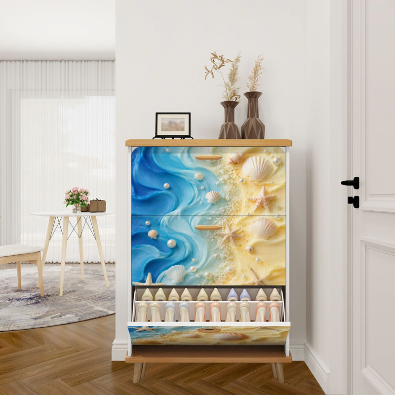 Armoire de rangement pour chaussures avec 3 tiroirs rabattables pour coquillages