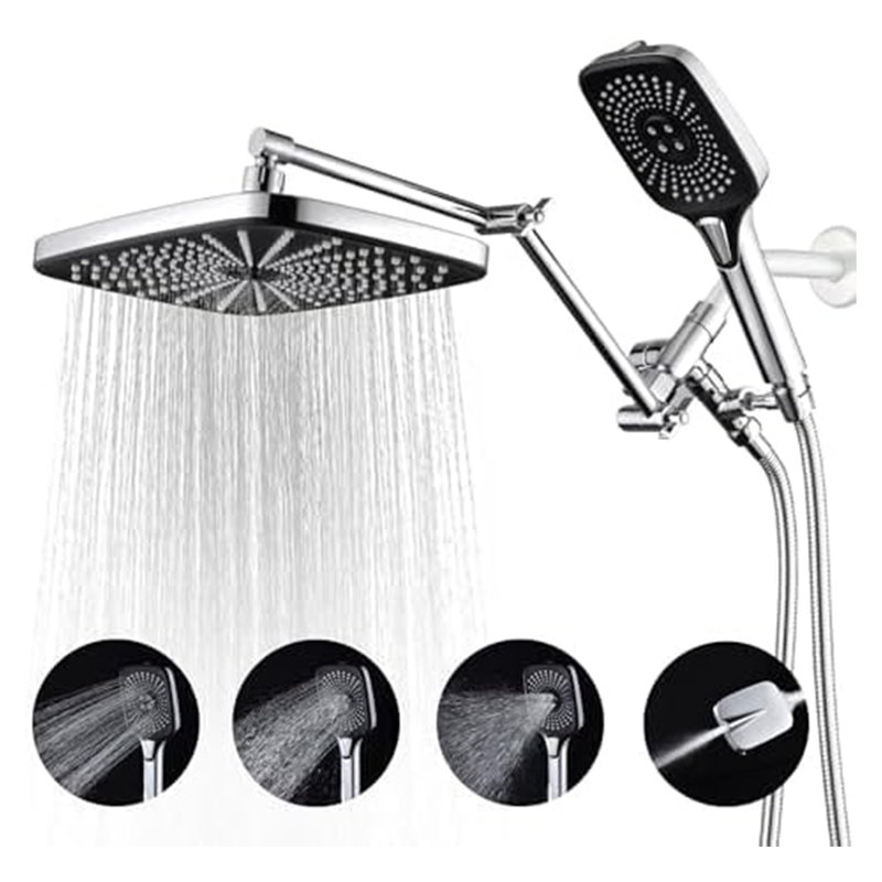 Pomme de douche à pluie double 1,75 GPM GPM, Chrome