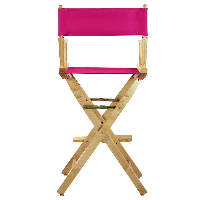 30" Folding Director Chair with Canvas, Natural, Magenta