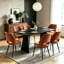 Corduroy Upholstered Dining Chair with Cutout Back and Black Metal  Legs-994958668