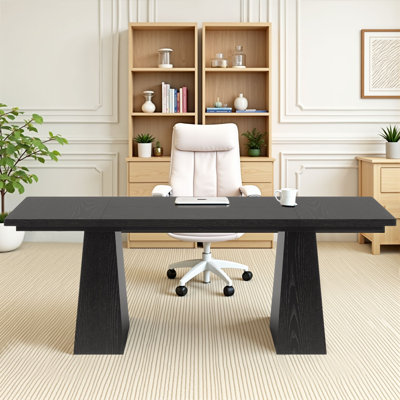 63-Inch Rustic Farmhouse Wood Desk – Tapered Legs & Particleboard Construction Computer Desk by Latitude Run