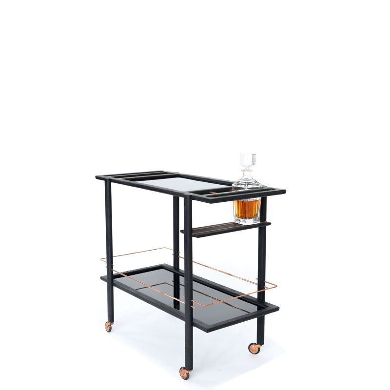 Bar Cart, Ebonized Oak/Copper
