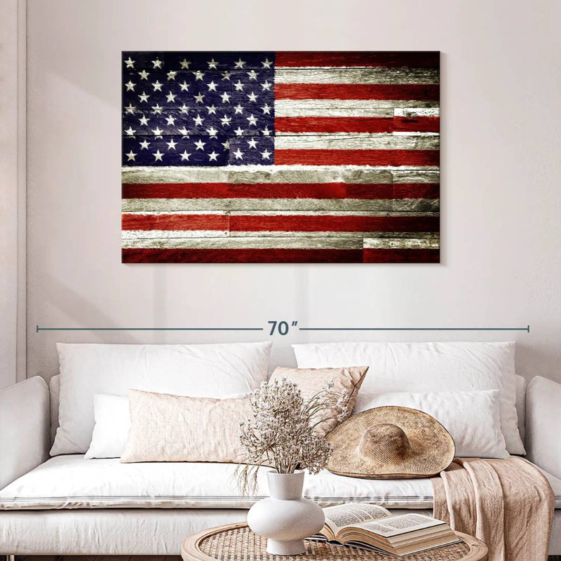 Borges American Flag Rustic, 30" H x 45" W