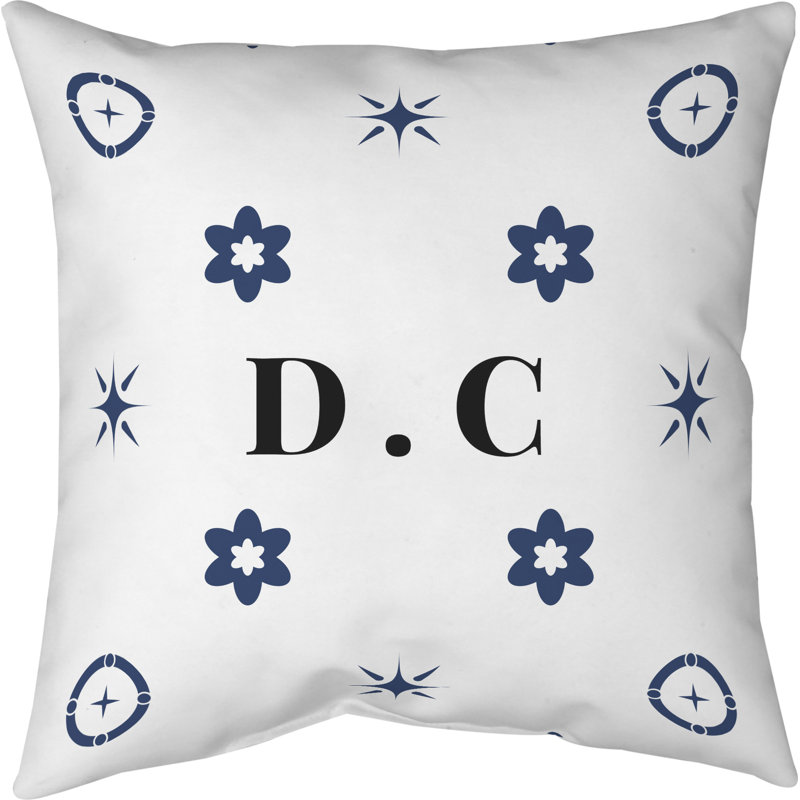 Coussin en coton croisé DC blanc, rouge, bleu marine, 14 po x 14 po