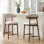 Tabouret de bar rembourré à hauteur de comptoir avec pieds en bois massif