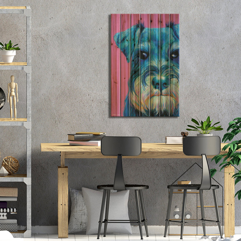 Orestilla Schnauzer On Pink par Kirstin Wood, impression graphique, H 26 po x l 18 po x P 1,5 po