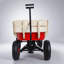 Chariot de sport extérieur robuste avec panneaux latéraux en bois et pneus pneumatiques pour une utilisation polyvalente, rouge