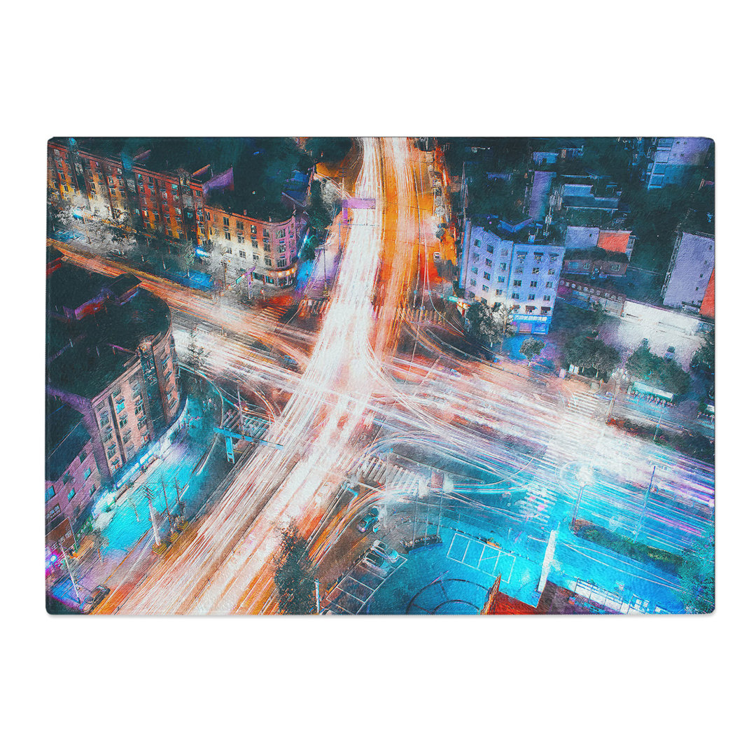 Tempered Glass Urban City Lights Painting Chopping Board