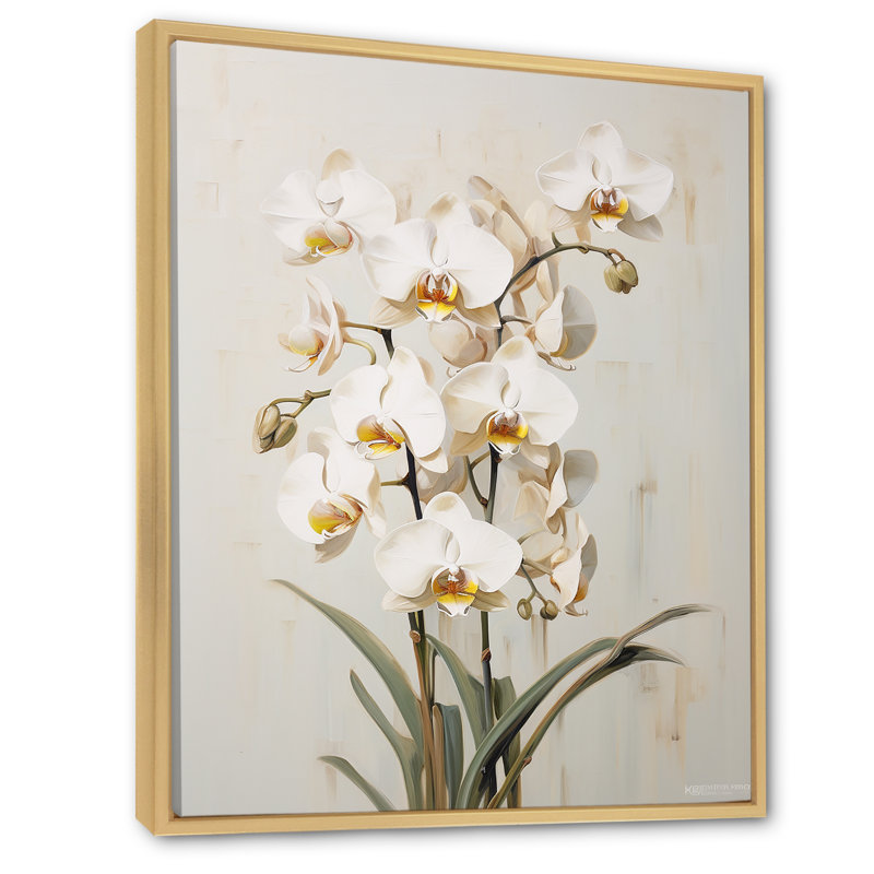 Orchidées beiges tranquillité IV, Cadre naturel flottant, H 40 po x l 30 po x P 1,5 po