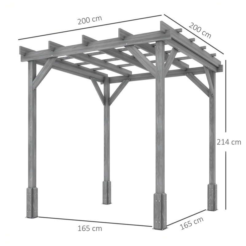 Outsunny 2 x 2 m Wooden Pergola Kit for Climbing Vines, Flowers, 214cm H x 200cm W x 200cm D