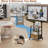 Rolling TV Stand with Wheels and Mount & Fabric Drawer - Entertainment Center with Power Outlet