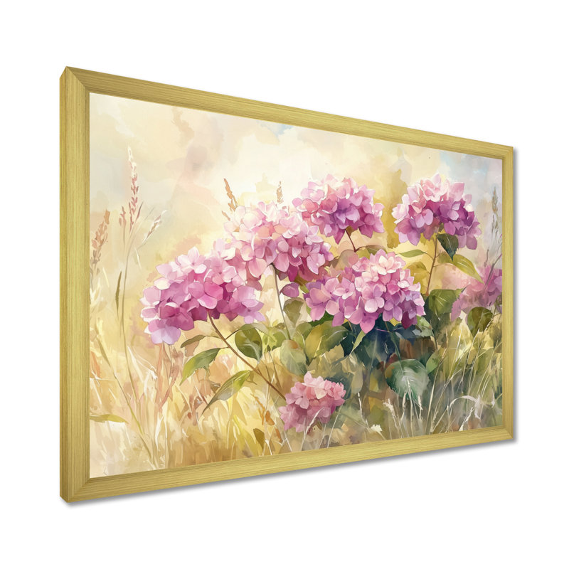 Ingebritt hortensias dans un pré d'été III - art mural d'hortensias pour le salon, Reproduction encadrée d'une seule photo