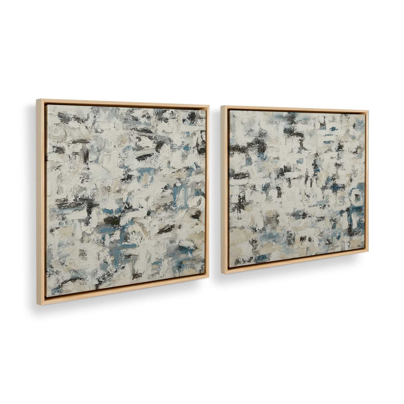 Ensemble de 2 imprimés Whispered Layers, 12 po x 12 po, Cadre flottant en érable américain