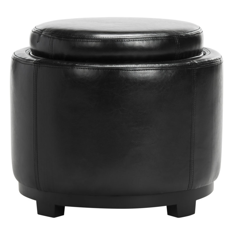 Maiden Upholstered Ottoman, Black Faux Leather