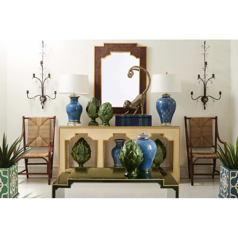 The Sensual Side Of Sleek Console Table, 34.25" H x 72.3" W x 16.5" D, Cream/Gold Leaf