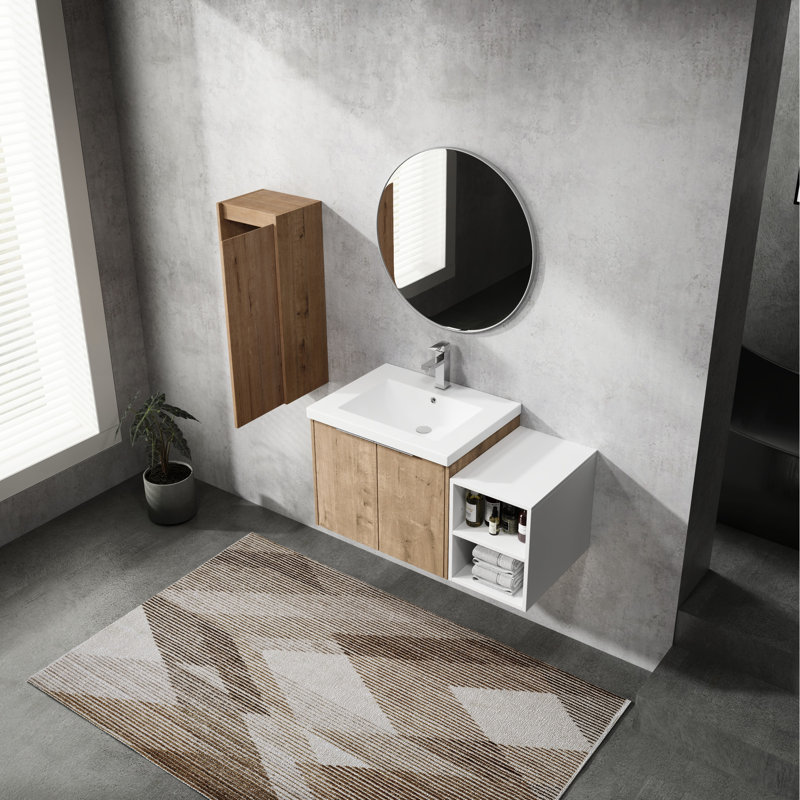Armoire de salle de bain 36 po avec lavabo et tablette latérale