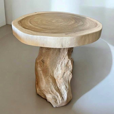 Bleached Reclaimed Wood Live Edge Side Table