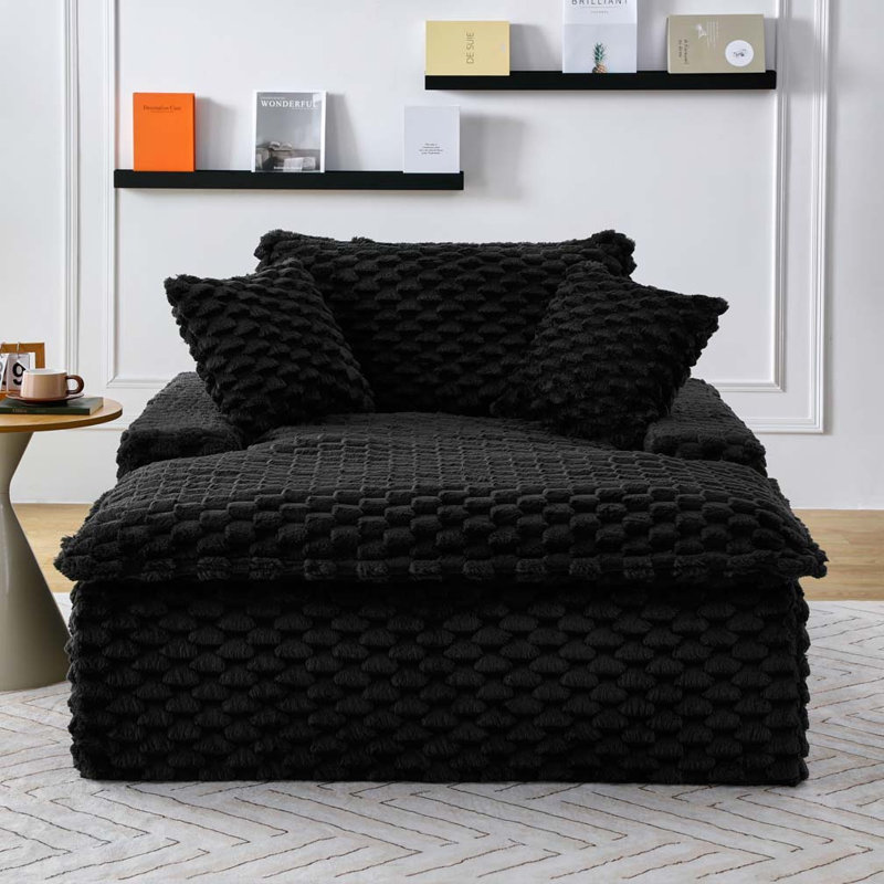 Canapé en velours côtelé avec 2 coussins Corduroy, Noir
