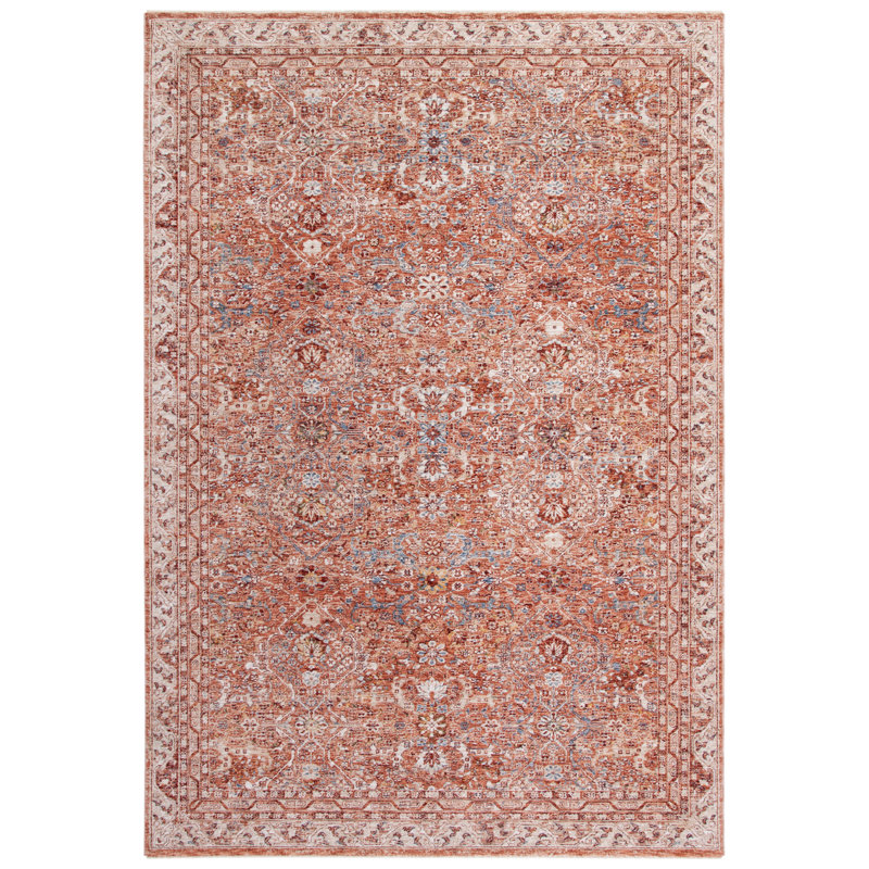 Tapis orange brûlé en polyester tissé à la machine Ralph Lauren Belvoir, Rectangle 7 pi 9 po x 10 pi