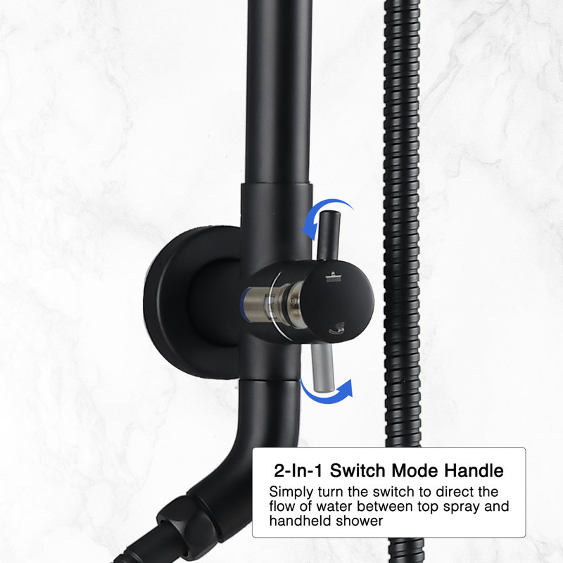 Matte Black Shower With 10" Rainfall Head And Handheld Collection Pair