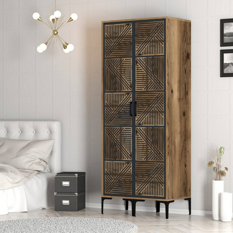 Heathrow Manufactured Wood Wardrobe, Walnut/Anthracite