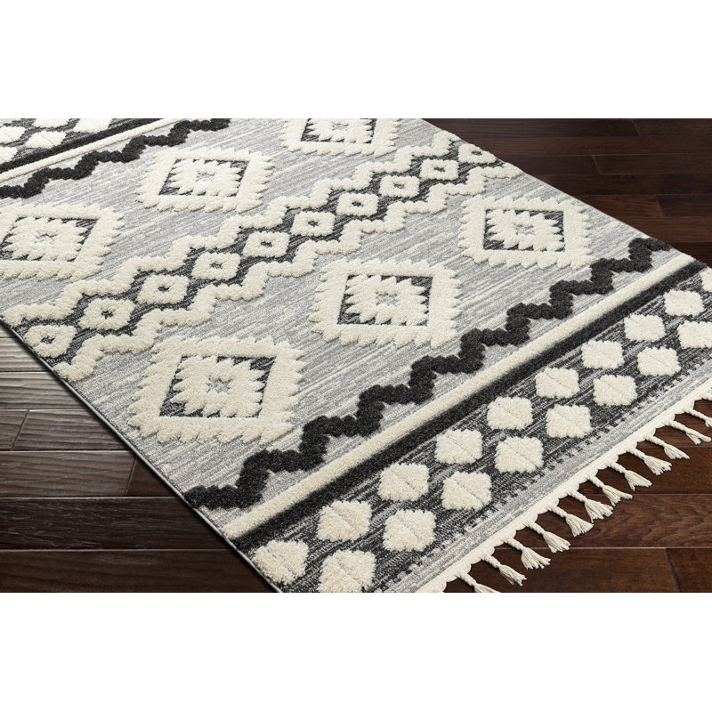 Firman gris / noir / blanc, Rectangle 6 pi 7 po x 9 pi