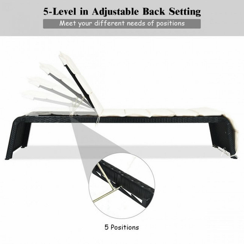 Chaise longue inclinable en rotin