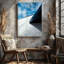 Toile, composition architecturale minimaliste mettant en vedette un art mural blanc entrecroisé avec un toit angulaire foncé posé sur toile-428417400